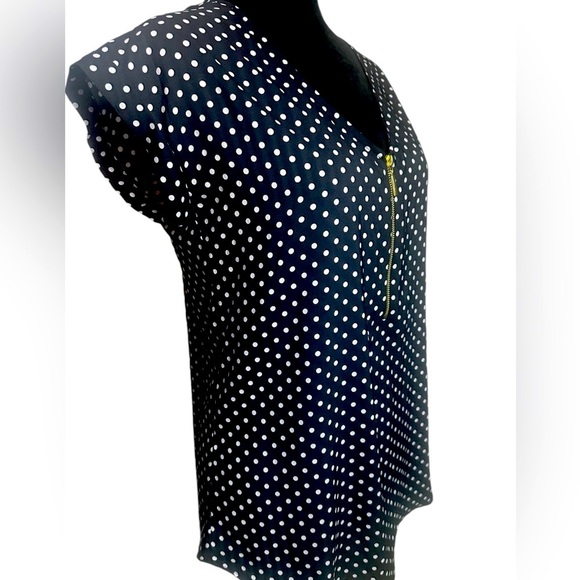 Brand: Express, size: S, silk blouse, color: black with white polka dots. - Picture 10 of 11